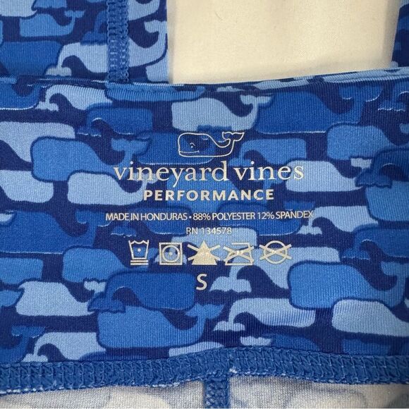 Vineyard Vines Blue Whale Print Performance Leggings Size S Pocket Gym Active - Picture 5 of 11